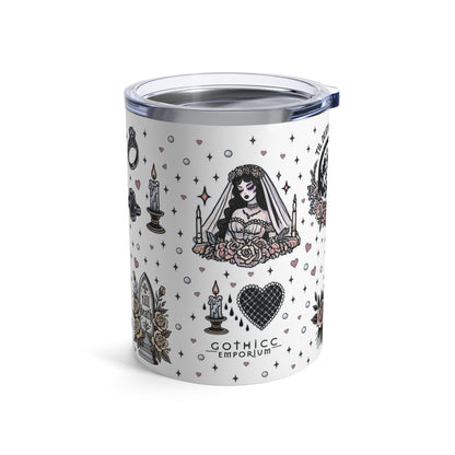 “Bride” Tumbler – 10oz White— veiled in glam, spiked with attitude 💍🥂🖤✨