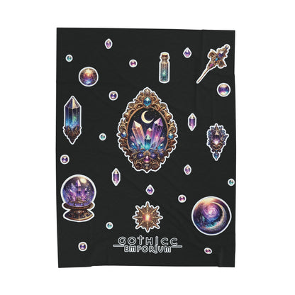 "Crystal Gem" Velveteen Plush Blanket in Black