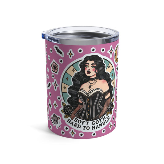 “Soft Goth” Tumbler – 10oz in pink — delicate, dangerous, and made to sip in silence and slay 🖤🌫️✨