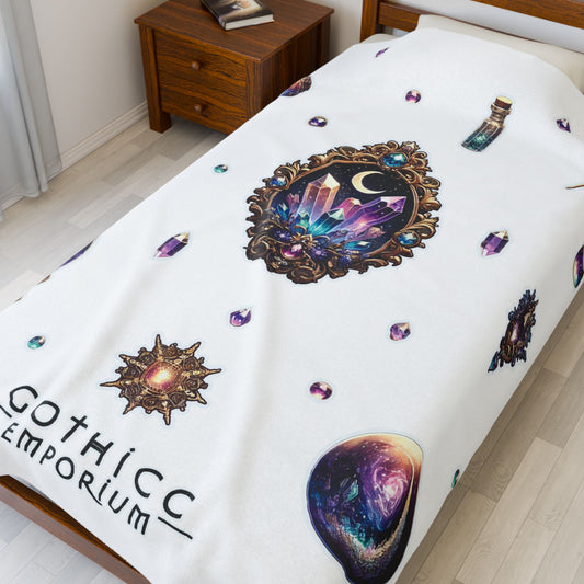 "Crystal Gem" Velveteen Plush Blanket in White