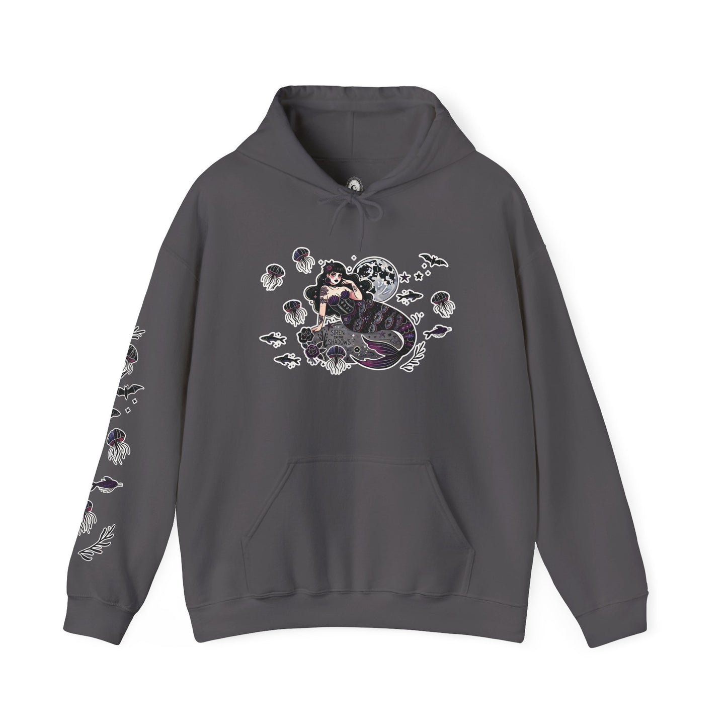 🧜‍♀️“Siren in the Shadows” Unisex Heavy Blend™ Hooded Sweatshirt — haunting, hypnotic, and draped in danger 🖤🌊🧜‍♀️🌑