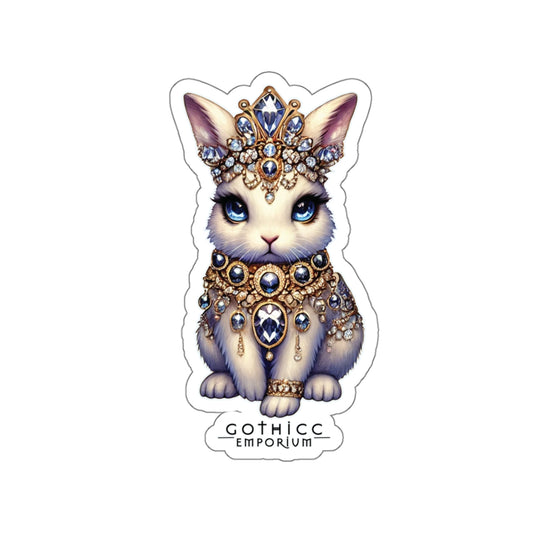 “Jeweled Bunny” Die-Cut Vinyl Sticker — cute chaos with a crystal bite 🐰💎🖤✨