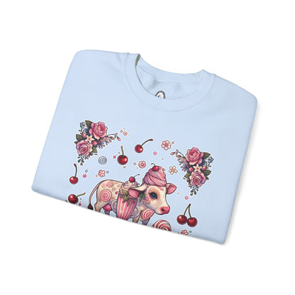 “Milkshake Cow” Unisex Heavy Blend™ Crewneck Sweatshirt — thick-cut comfort with dairy-core drip 🐄🥤🖤✨