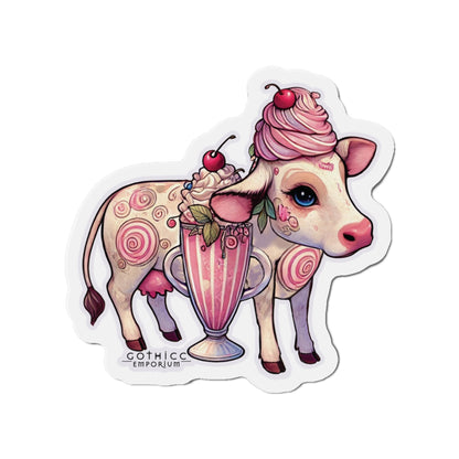 “Milkshake Cow” Die-Cut Magnet — thicc, magnetic, and dairy with a dark side 🐄🖤🥤✨