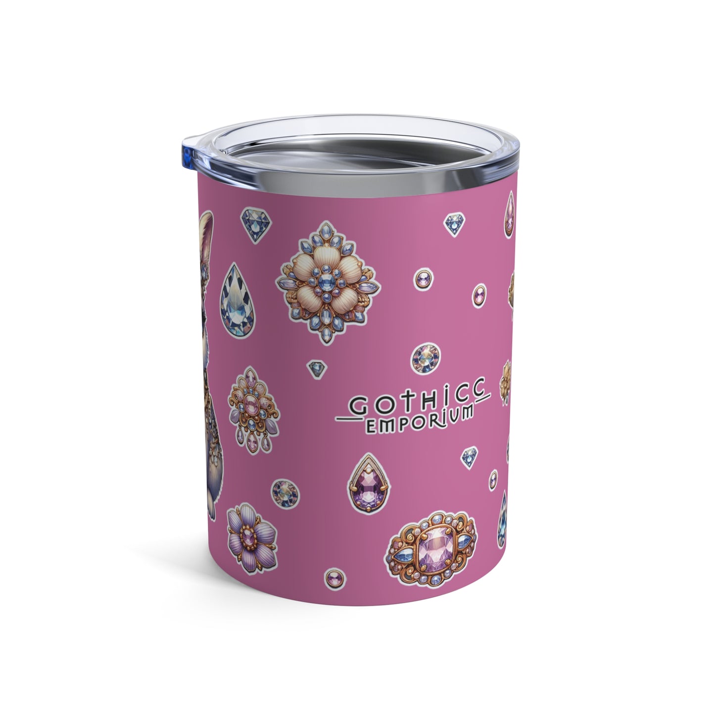 “Jeweled Bunny” Tumbler – pink 10oz — sweet, sparkly, and built for bold sips 🐰💅💎🖤