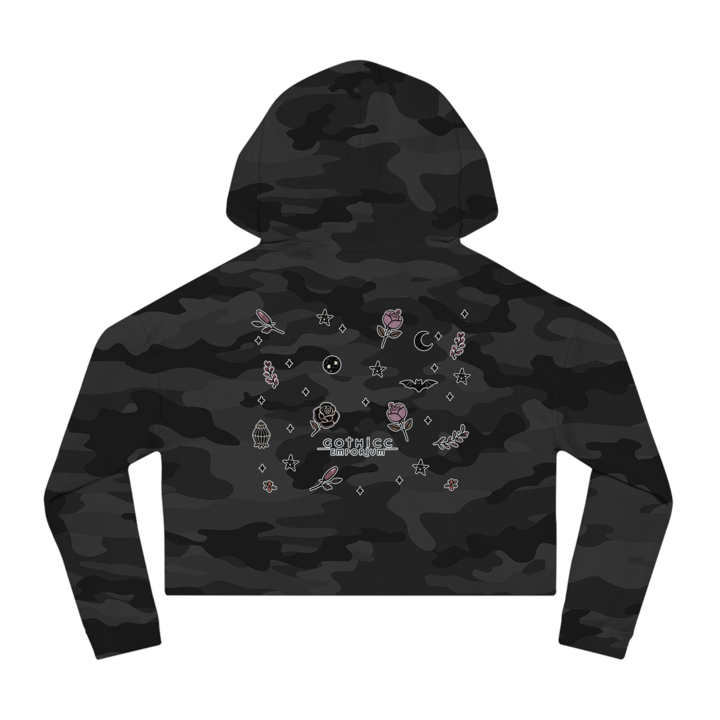 🌙 “Thicc Witchyy” Cropped Hooded Sweatshirt — cropped, curvy, and conjuring chaos 🖤🕯️✨