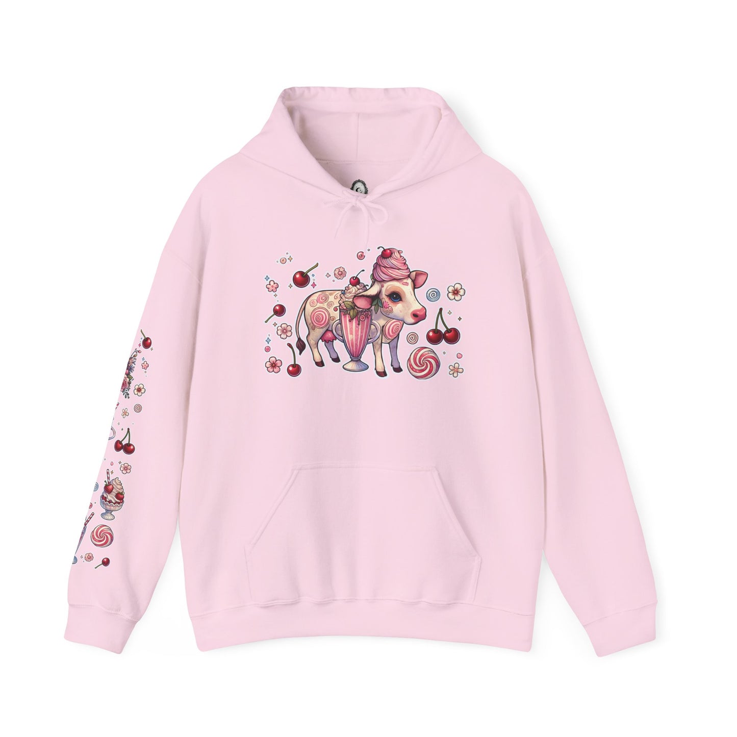 🐄🍓"Milkshake Cow” Unisex Heavy Blend™ Hooded Sweatshirt — sweet, thick, and unapologetically mooo-dy 🐄🍓🖤✨