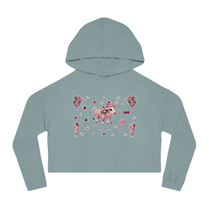 🍓“Milkshake Cow” Cropped Hooded Sweatshirt — thick-cut charm with a mooo-dy twist 🐄🥤🖤✨