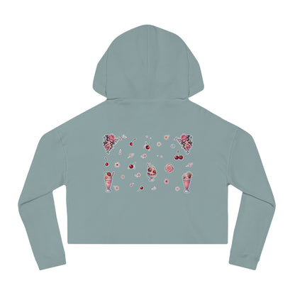 🍓“Milkshake Cow” Cropped Hooded Sweatshirt — thick-cut charm with a mooo-dy twist 🐄🥤🖤✨
