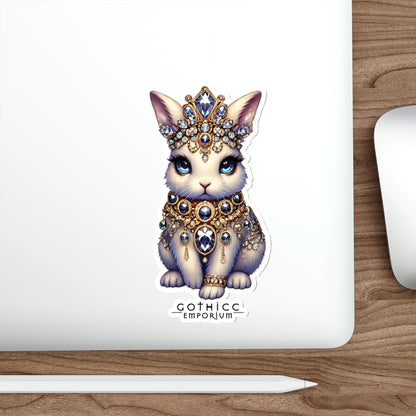“Jeweled Bunny” Die-Cut Vinyl Sticker — cute chaos with a crystal bite 🐰💎🖤✨