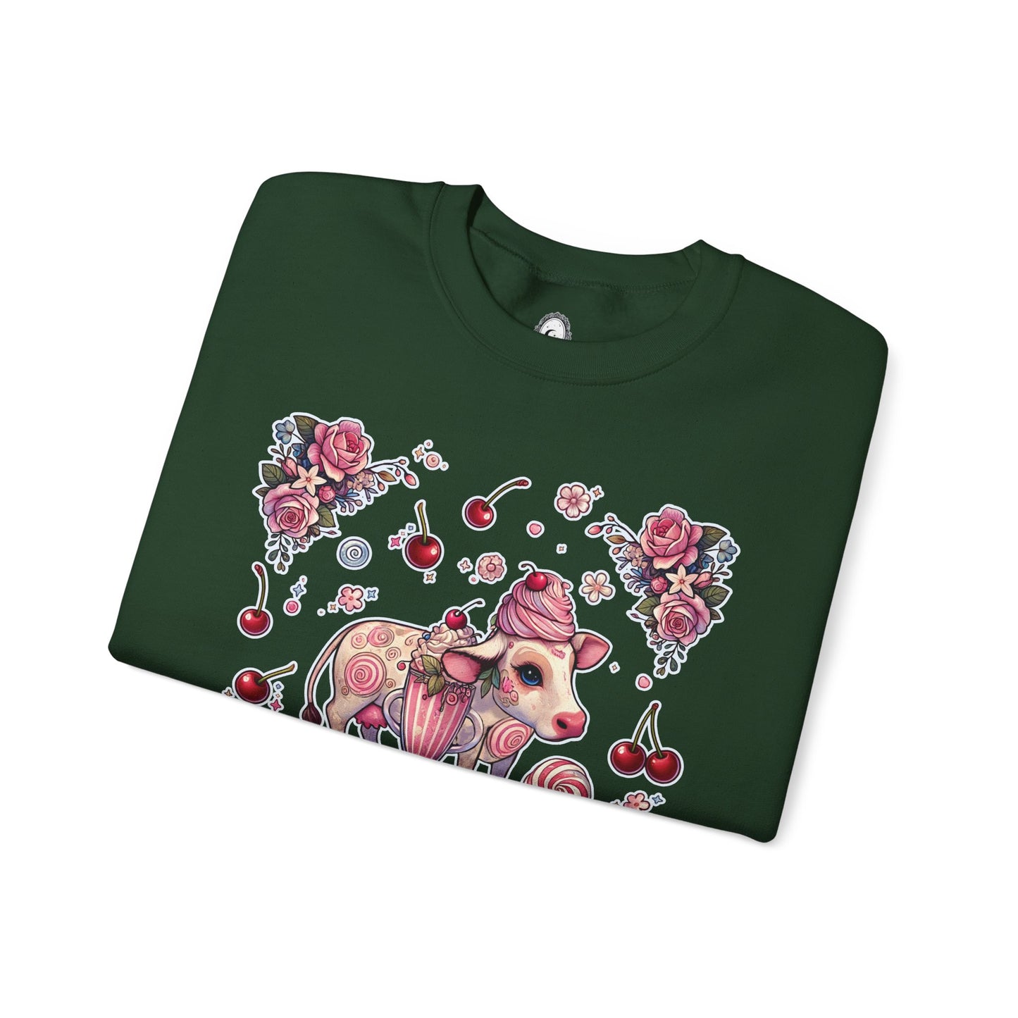 “Milkshake Cow” Unisex Heavy Blend™ Crewneck Sweatshirt — thick-cut comfort with dairy-core drip 🐄🥤🖤✨