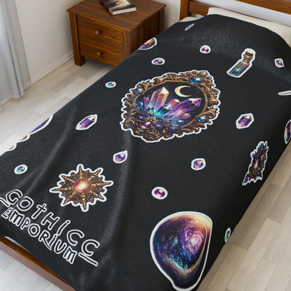 "Crystal Gem" Velveteen Plush Blanket in Black