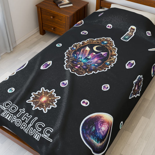 "Crystal Gem" Velveteen Plush Blanket in Black