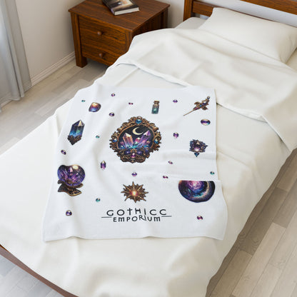 "Crystal Gem" Velveteen Plush Blanket in White
