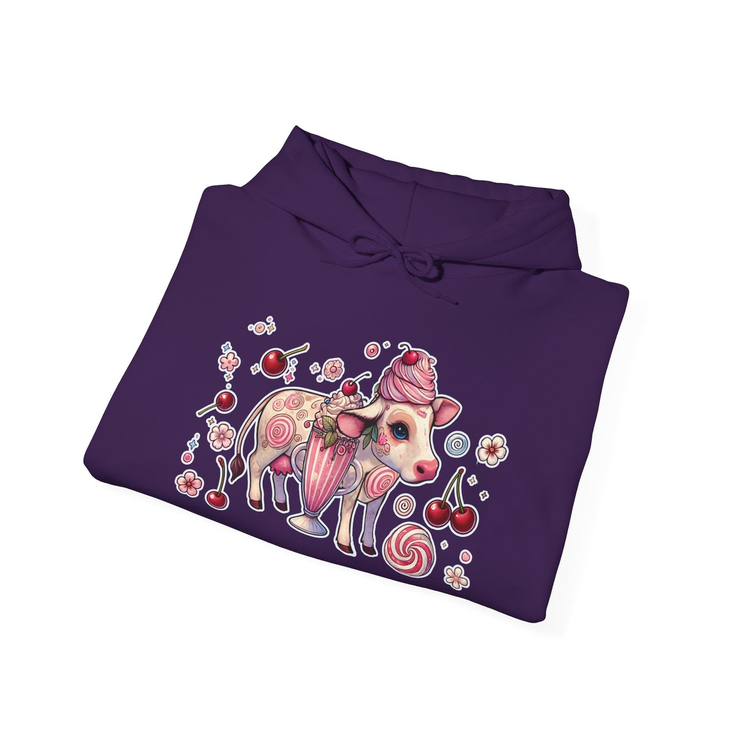 🐄🍓"Milkshake Cow” Unisex Heavy Blend™ Hooded Sweatshirt — sweet, thick, and unapologetically mooo-dy 🐄🍓🖤✨