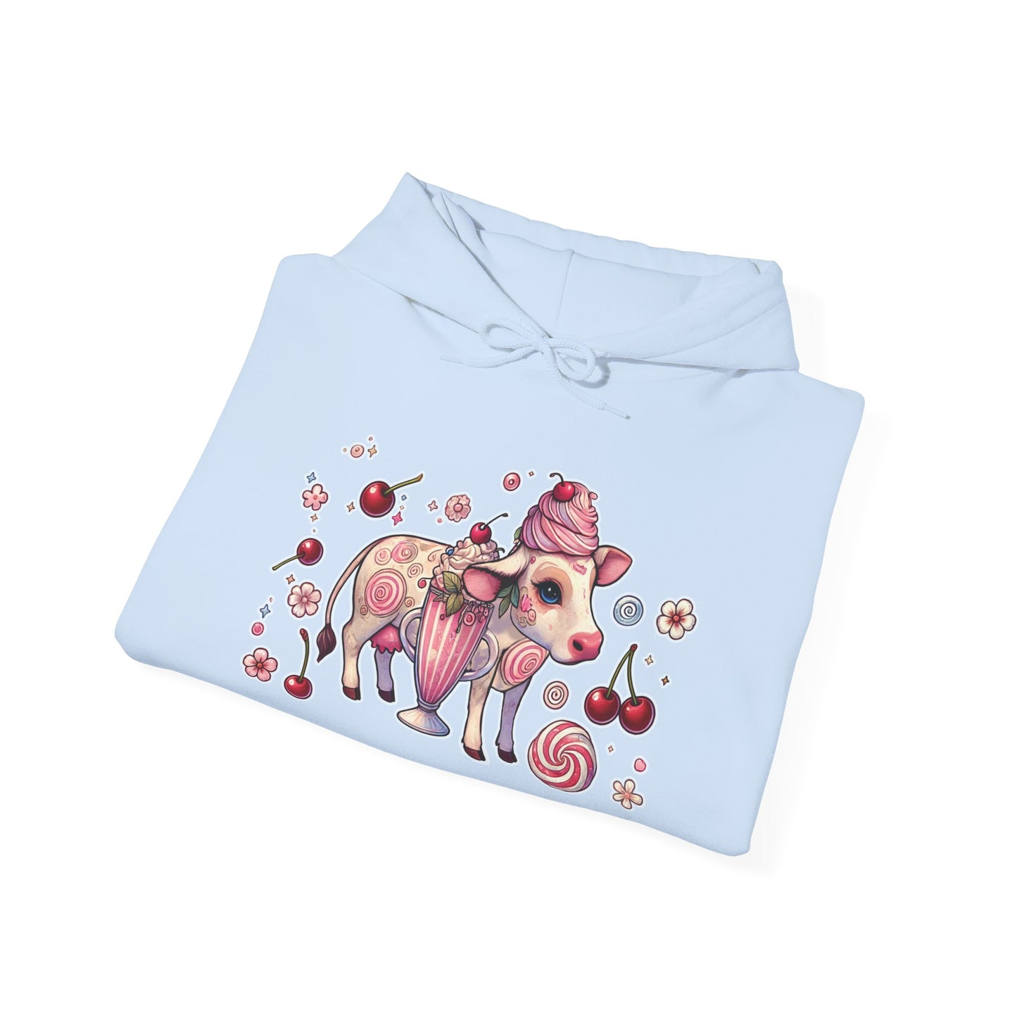 🐄🍓"Milkshake Cow” Unisex Heavy Blend™ Hooded Sweatshirt — sweet, thick, and unapologetically mooo-dy 🐄🍓🖤✨