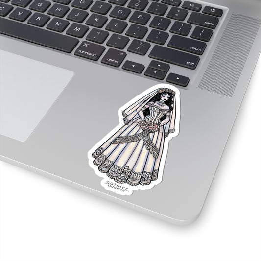 “Bride” Kiss-Cut Sticker — hauntingly hitched and cute as hell 👰‍♀️💀🖤💍